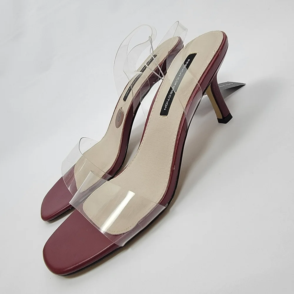French Connection Womens Tia Heeled Sandal Red Clear Straps Heels Different Sz. - Picture 7 of 15